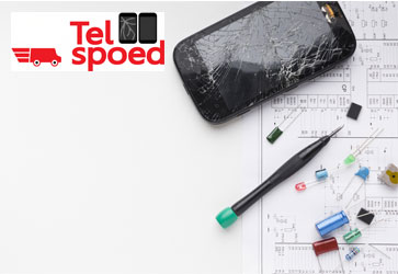 kapotte telefoon bovenaanzicht