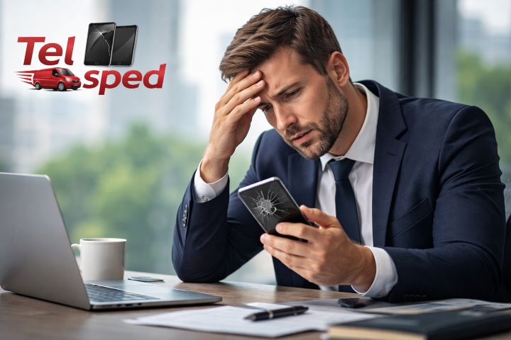 Gestreste Zakenman Met Kapotte Smartphone