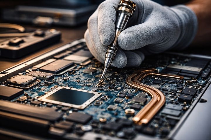 Interne Laptop Reparatie Moederbord Closeup Telspoed