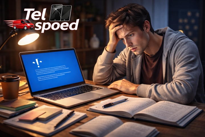 Student Deadline Panieke Met Bevroren Laptop Telspoed